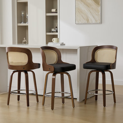 26" Upholstered Cane Back Counter & Bar Stool by Bayou Breeze