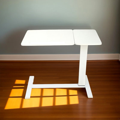 Overbed Bedside Desk Mobile Rolling Laptop Stand Tilting Overbed Table With Wheels Height Adjustable Tray Table by 17 Stories