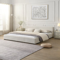 Wane Wide-Edge Upholstered Bed With Wooden Slats