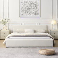 Wane Wide-Edge Upholstered Bed With Wooden Slats