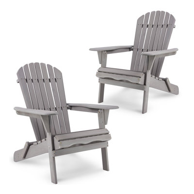 Wood Lounge Patio Chair For Garden Outdoor Wooden Folding Adirondack Chair Set Of 2 Solid Cedar Wood Lounge Patio Chair For Garden, Lawn, Backyard, by Beachcrest Home