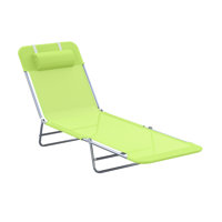 Folding Chaise Lounge Pool Chairs, Outdoor Sun Tanning Chairs With Pillow, Reclining Back, Steel Frame & Breathable Mesh For Beach, Yard, Patio by Arlmont & Co.