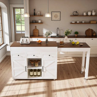 Kitchen Island With Extendable Table And Rolling Storage by Gracie Oaks