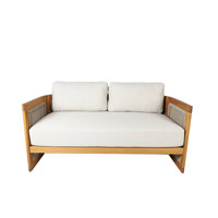 Acacia Wood Outdoor Loveseat With Cushions by Bayou Breeze