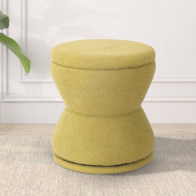 360 Degree Swivel Sherpa Ottoman With Storage, Modern Boucle Footrest Coffee Table For Living Room, Makeup Rooom, Bedroom by Wrought Studio