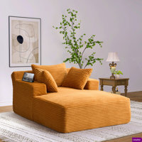 Alhertine Chaise Lounge Chair Indoor With Pillows, 48.62 "W Oversized Sleeper Chair, Could Plush Corduroy Comfy Sofa For Bedroom, Living Room, Office by Latitude Run