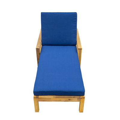 Acacia Wood Adjustable Backrest Outdoor Lounge Chair, Suitable For Gardens, Terraces, And Poolside Areas by Lark Manor