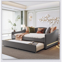 Upholstered Daybed With Light And Trundle