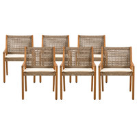 Decia Patio Modern Coastal PE Wicker Dining Chairs With Cushions by Bayou Breeze