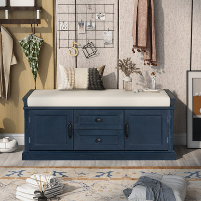 Scape Storage Bench with Drawers, Cabinets & Removable Cushion by One Allium Way