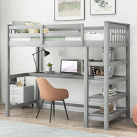 Loft Bed With Built-In Desk And Shelves by Latitude Run