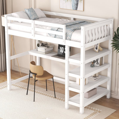 Loft Bed With Built-In Desk And Shelves by Latitude Run
