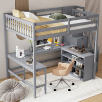 Full Size Loft Bed With Built-In Desk And Storage Staircase by Latitude Run