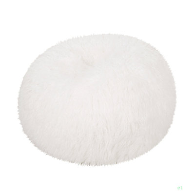 Mandana 3 Foot Rounded Faux Fur Bean Bag, White by Mercer41