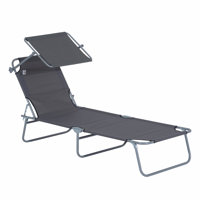 Outdoor Lounge, Adjustable Folding Chaise Lounge With Sun Shade, Modern Patio Chaise Lounge by Wrought Studio