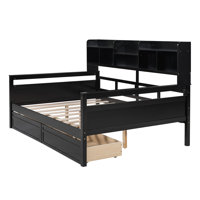 Daybed with Slatted Base, Bedside Shelf and Two Storage Compartments, Sleek Frame by Latitude Run