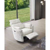 Upholstered Power Rock Swivel Recliner Chair by Ebern Designs