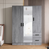 Wooden 2 Drawers 3 Doors Wardrobe Armoire With Mirror by Latitude Run