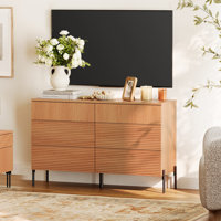 Laverda 47.2" Modern 6 Drawer Dresser TV Stand For 55 Inch TV, Entertainment Center With Minimalist Reeded Design, Wood TV Console With Storage For Li by Union Rustic