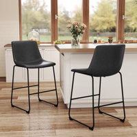 Modern Pu Leather Stool With Metal Legs And Footrest by Latitude Run