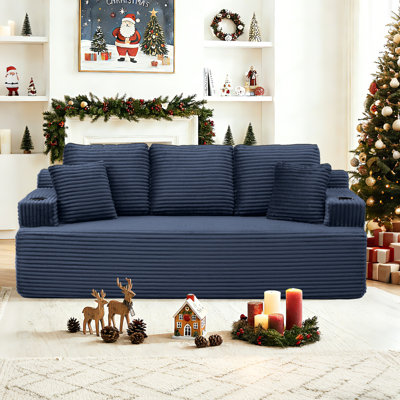 Masir 87.30 "W Oversized Sleeper Couch,Double Chaises Lounge With Pillows, Could Plush Corduroy by Latitude Run