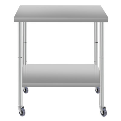 Tock 30" x 24" Stainless Steel Work Table with Under Shelf & Wheels by 17 Stories