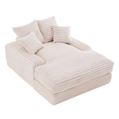 69"X54" Oversized Chaise Lounge Chair Indoor, Fluffy Boneless Couch With 4 Pillows, Upholstered Reading Sofa Chair,Comfy Wide Armrest Cloud Couch For by Latitude Run