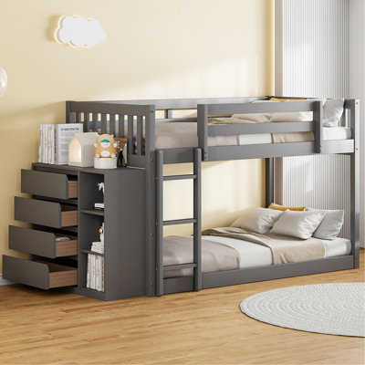 Bunk Bed With 4 Drawers And 3 Shelves by Latitude Run