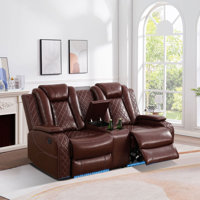 73.5" Power Recliner With Middle Console,LED Lighting Loveseat by Ivy Bronx