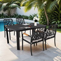 Ibrahim Patio 5-Piece Aluminum Dining Set with Sunbrella Cushions & Branch Backrest by Hokku Designs