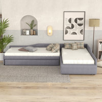 Evelyn Linen Upholstered Double Daybed with Trundle & Storage Drawer by Latitude Run