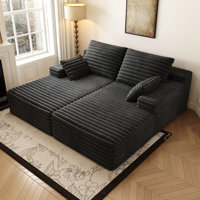 80” Oversized Double Lounge Chaise ,Cloud Plush Sofa Bed,Upholstered Boneless Cloud Sofa Deep Seat,No Assembly Required,Modern Sleeper Loveseat Chair by Mercer41
