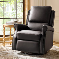 Philip 38‘’ Traditional Faux Leather Swivel Rocker Manual Recliner