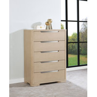 Gio 5-drawer Bedroom Chest of Drawers Light Elm by Latitude Run