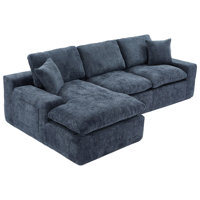 Flick Chenille Sectional Sofa with Double-Layer Cushions & Side Pockets by Latitude Run