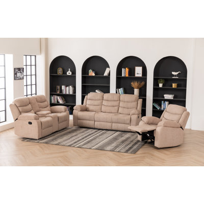 3-Piece Manual Reclining Living Room Set With Cup Holders by Latitude Run