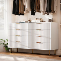 54" Wide 8 Drawer Dresser, Modern Fluted Design, Large Double Chest for Bedroom, Living Room Storage, TV Console Organizer by Mercer41