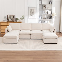 Ober 6-Piece U-Shaped Sectional Sofa With Storage Ottoman by Ebern Designs
