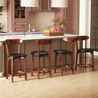 Bar Stool With Curved Backrest & Footrest Counter Height Stools