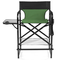 26In Olive Iron Pipe Folding Director Chair With Built-In Cup Holder, Side Table, Storage Pocket by Latitude Run