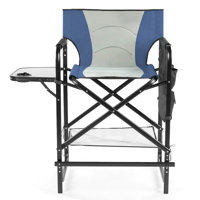 26In Iron Pipe Folding Director Chair With Built-In Cup Holder, Side Table, Storage Pocket by 17 Stories