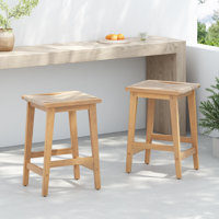 Shepard Patio 26" Seat Height Acacia Wood Backless Counter Stools With Woven Rope by George Oliver