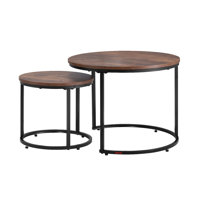 Nesting Coffee Table Set of 2, 23.6 in Round Coffee Table, Nesting Tables for Small Place, End Side Tables Night Stand with Metal Frame, for Living Ro by George Oliver