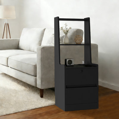Modern Storage Unit nightstand with Shelves and Integrated USB Night Light, Lockable Drawer and Adjustable Night Lighting by Ebern Designs