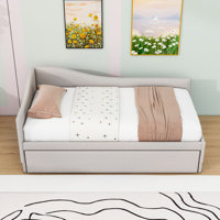 Twin L-Shaped Upholstered Daybed with Trundle
