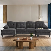 U-shaped Sectional Sofa With Dual Chaise Lounges, Storage Pockets And Armrest Pillows by Latitude Run