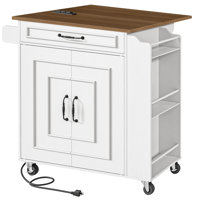 32.4" Kitchen Island with Power Outlets & Drop Leaf by Winston Porter