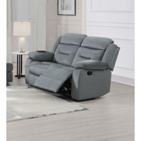 61" Velvet Loveseat Recliner,Manual Motion Reclining Chair With USB Port by Mercer41