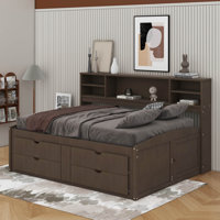 Full Wood Daybed With 2 Bedside Cabinets,Shelves And Drawers by Latitude Run