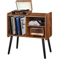 Mid-Century Modern Record Player Stand With Vinyl Storage, Turntable Display Table For Living Room, Bedroom, Or Office, Holds Up To 100 Albums, Rustic by Corrigan Studio